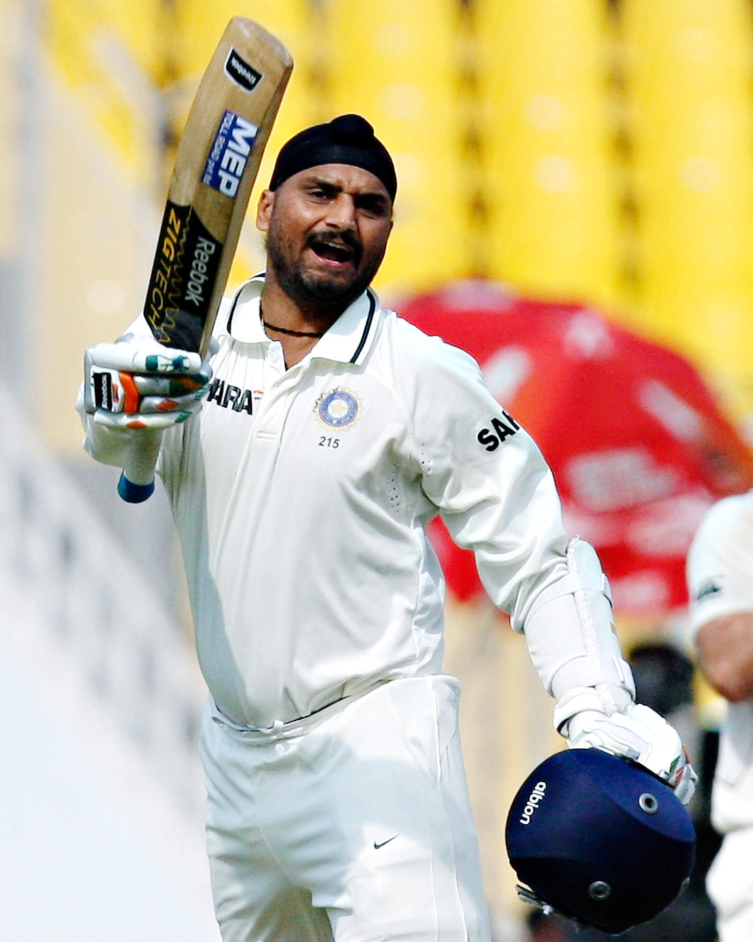 Harbhajan Singh Holding Helmate In His Hand