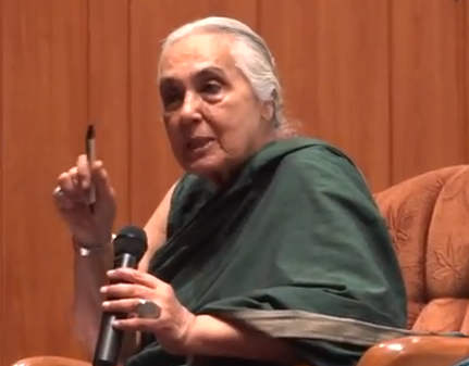 Romila Thapar Holding Mic