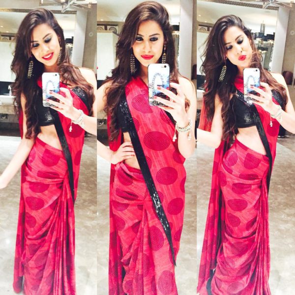 Cute Sheetal Thakur Wearing Red Saree-090430