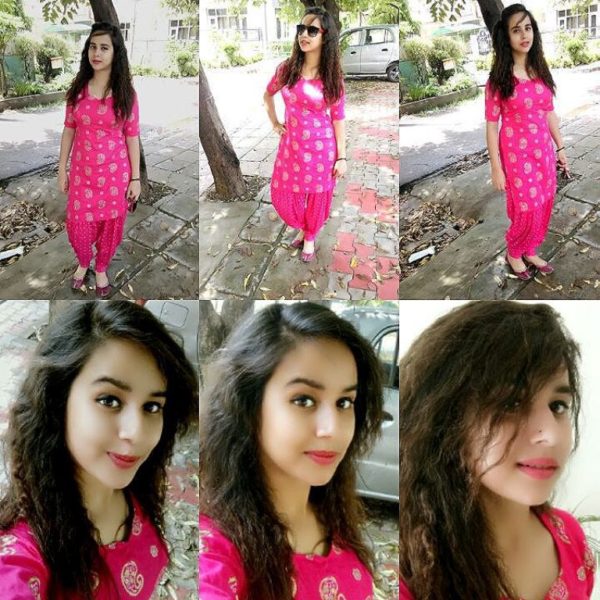 Sunanda Sharma Looking Attractive In Magenta Suit -313