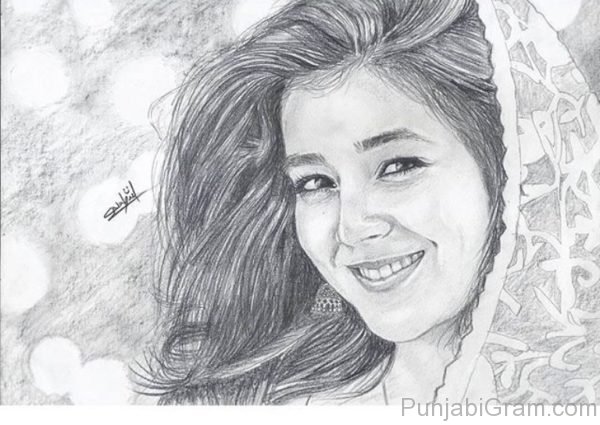 Pencil Sketch Of Priyal Gor-050